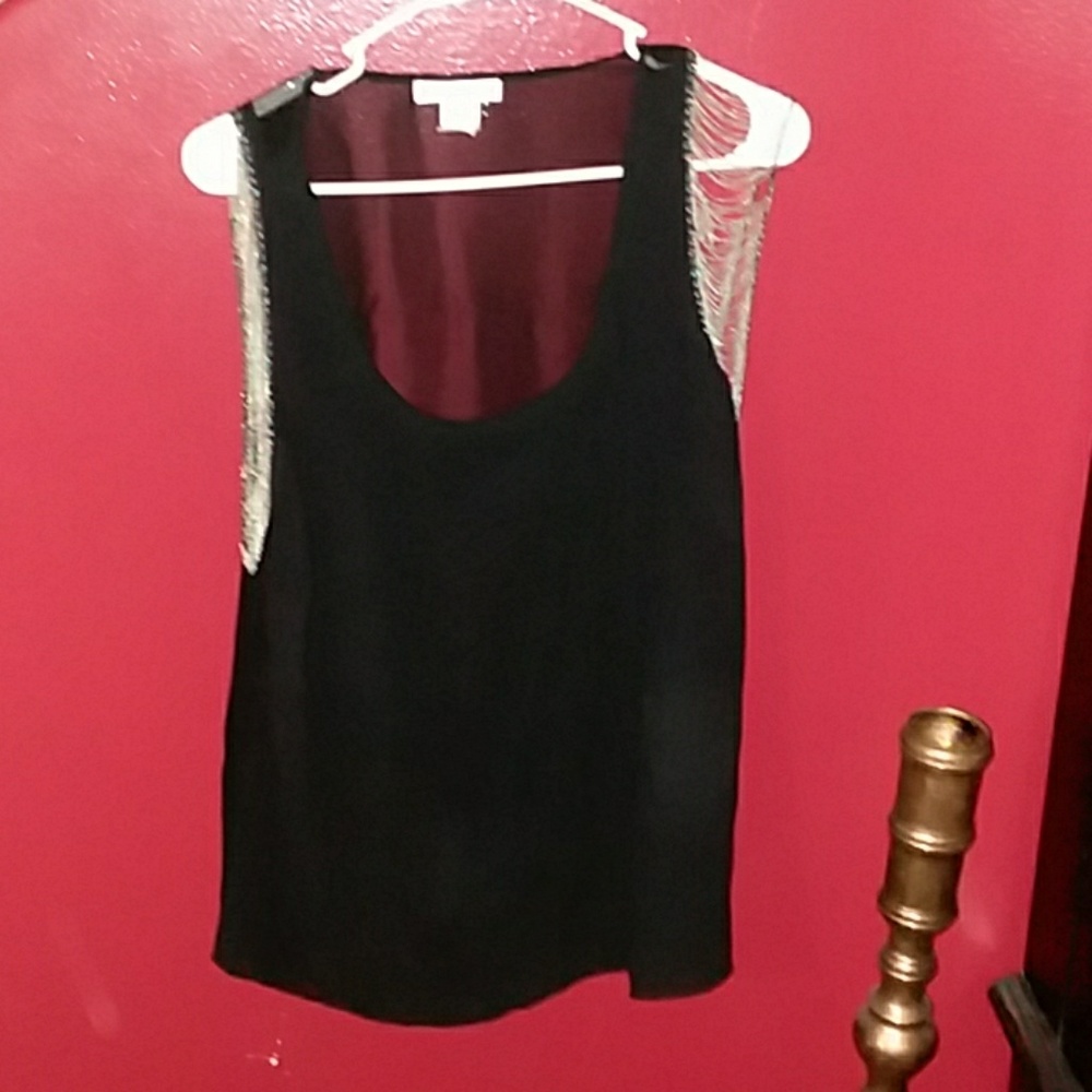 Black sheer top chain accent sleeves gothic punk